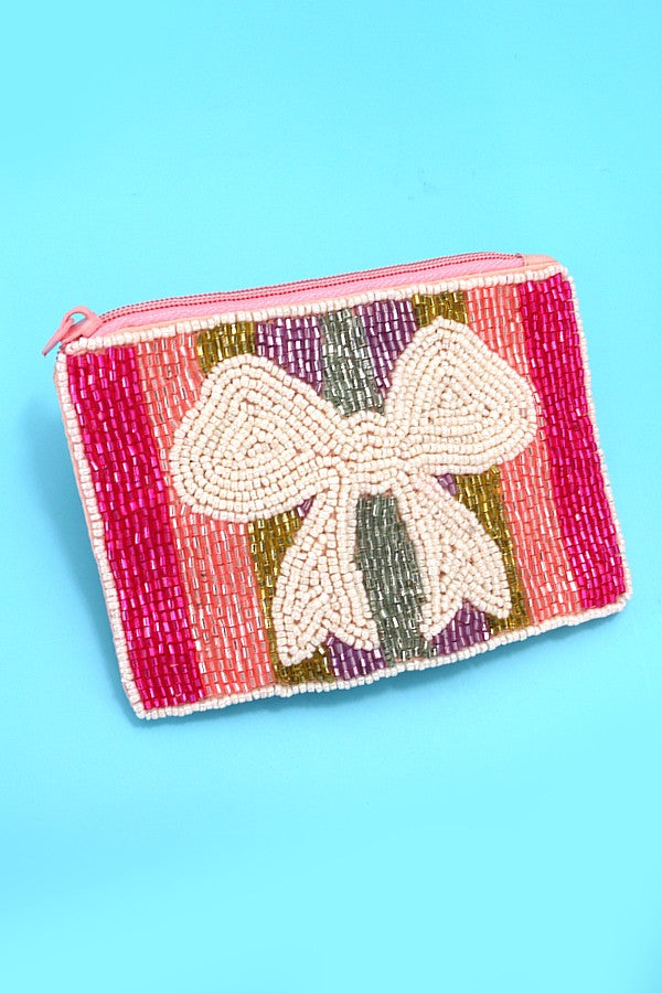 Bow Ribbon Rainbow Holiday Pouch
