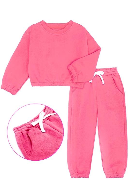 Fleece Top and Pant Jogger Set - Blush Pink
